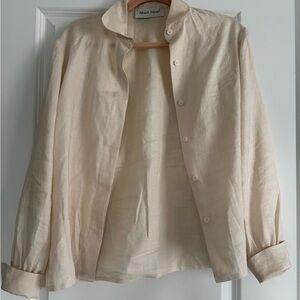 Albert Nipon Beige Women’s linen button up